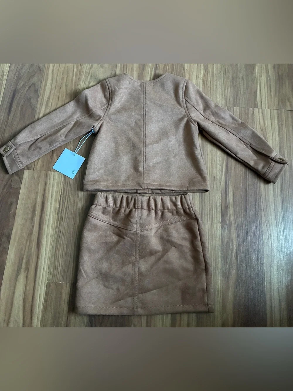 Btween Girls Faux Suede 2-Piece Jacket & Skirt Set Brown 2T